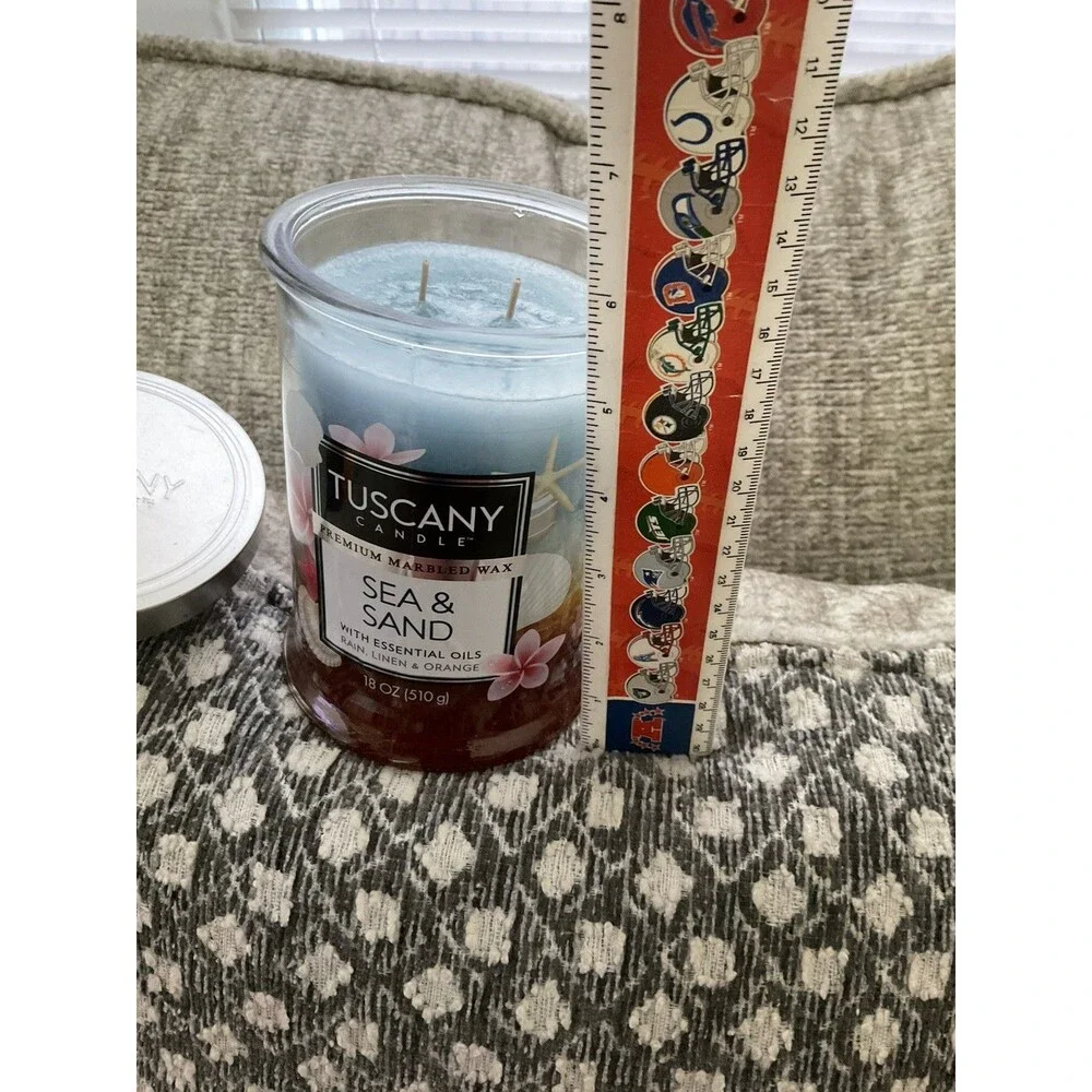Tuscany Candle SEA & SAND Premium Marbled Wax 2-Wick Large Glass 18 oz
